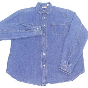 Levis Denim Metal Button Red Tab Blue Jean Shirt